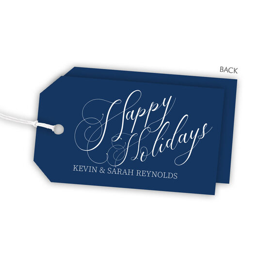 Script Happy Holidays Hanging Gift Tags